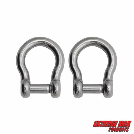 EXTREME MAX Extreme Max 3006.8405.2 BoatTector Stainless Steel Bow Shackle with No-Snag Pin - 1/4", 2-Pack 3006.8405.2